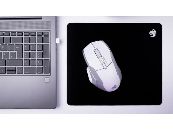 ROCCAT Kone Air, högerhand, Vertikal design, Optisk, Trådlös RF + Bluetooth, 19000 DPI, Vit