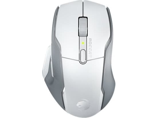ROCCAT Kone Air, högerhand, Vertikal design, Optisk, Trådlös RF + Bluetooth, 19000 DPI, Vit