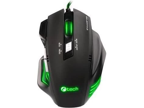 C-TECH MYSCT3231, högerhand, Optisk, USB Type-A, 2400 DPI, Svart, Grön Svart, Grön