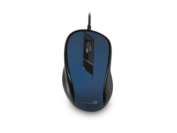 Connect IT CMO-1200-BL, högerhand, Optisk, USB Type-A, 1000 DPI, Blå