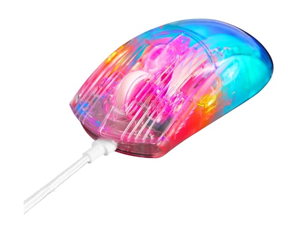 DELTACO GAMING DM330 - Mus - optisk - 6 knappar - kabelansluten - USB - transparent