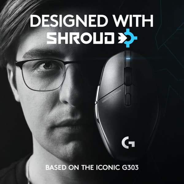 Logitech G303 Shroud Edition trådløs spillmus, svart