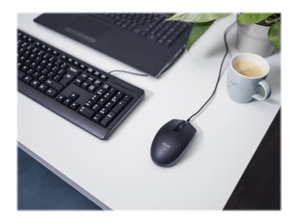 Trust TM-101 - Mus - høyre- og venstrehåndet - optisk - 3 knapper - kablet - USB - svart
