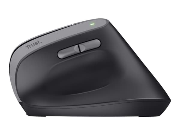 Trust Bayo II - Vertikal mus - ergonomisk - høyrehendt - optisk - 6 knapper - trådløs - 2.4 GHz - USB trådløs mottaker - svart