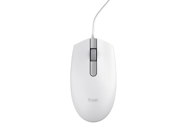 Trust TM-101W - Mus - höger- och vänsterhänta - optisk - 3 knappar - kabelansluten - USB - vit