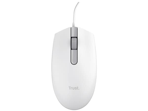 Trust TM-101W - Mus - höger- och vänsterhänta - optisk - 3 knappar - kabelansluten - USB - vit