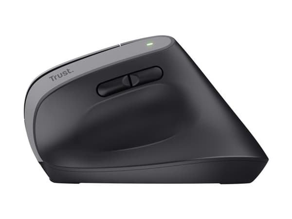 Trust Bayo+ - Vertikal mus - ergonomisk - högerhänt - optisk - 6 knappar - trådlös - 2.4 GHz - trådlös USB-mottagare - svart