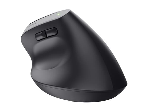 Trust Bayo+ - Vertikal mus - ergonomisk - högerhänt - optisk - 6 knappar - trådlös - 2.4 GHz - trådlös USB-mottagare - svart