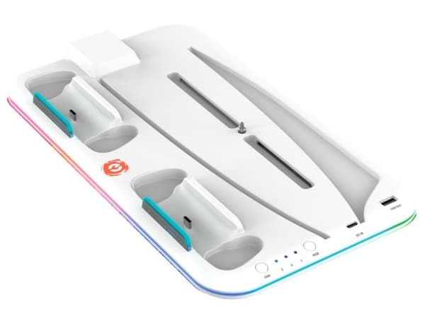 Canyon CS-5, PS5 Charger stand, with RGB light, 315*185*28mm, with 23CM+0.5cm cable, 47510g, White