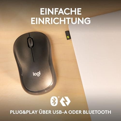 Logitech M240 til virksomheder - Mus - højre- og venstrehåndet - optisk - 3 knapper - trådløs - Bluetooth - Logitech Logi Bolt USB-modtager - Grafit (