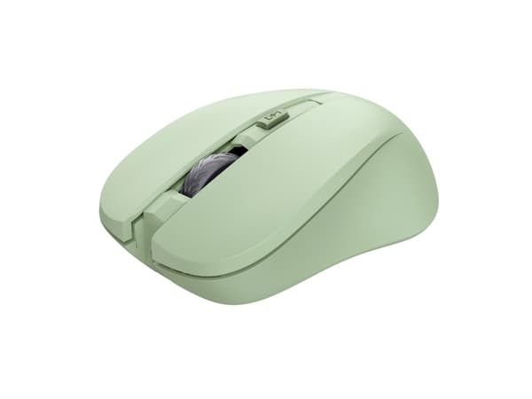 Trust Mydo - Mus - tyst - höger- och vänsterhänta - optisk - 4 knappar - trådlös - 2.4 GHz - trådlös USB-mottagare - grön