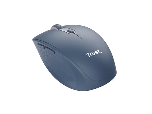 Trust Ozaa - Mus - kompakt, fleranvändarenhet - högerhänt - optisk - 6 knappar - trådlös - 2.4 GHz, Bluetooth - trådlös USB-mottagare - blå
