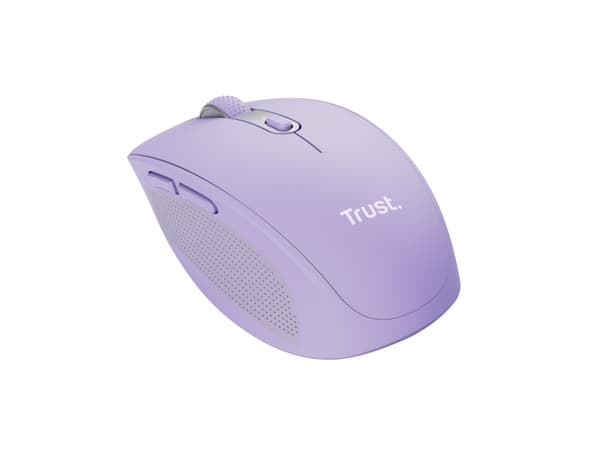 Trust Ozaa - Mus - compact, multi-device - høyrehendt - optisk - 6 knapper - trådløs - 2.4 GHz, Bluetooth - USB trådløs mottaker - purpur