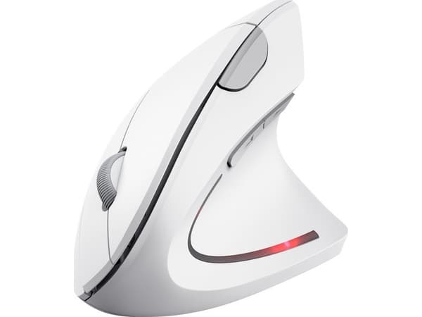 Trust Verto - Vertikal mus - ergonomisk - högerhänt - optisk - 6 knappar - trådlös - 2.4 GHz - trådlös USB-mottagare - vit