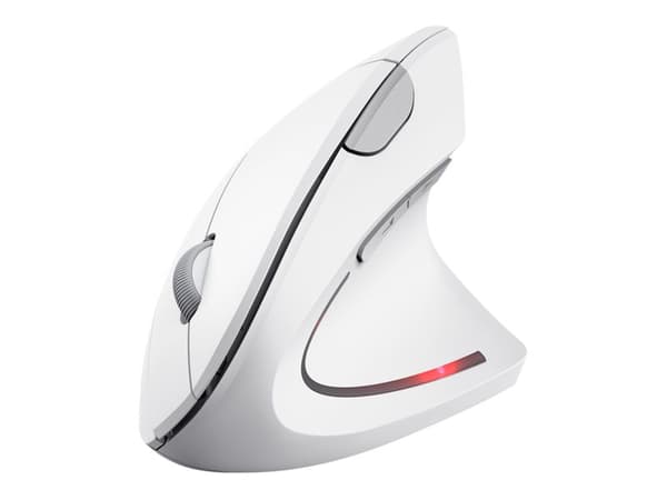 Trust Verto - Vertikal mus - ergonomisk - högerhänt - optisk - 6 knappar - trådlös - 2.4 GHz - trådlös USB-mottagare - vit Vit