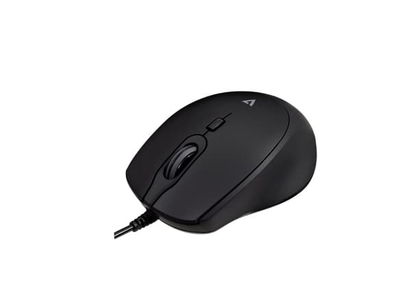V7 MU350, Ambidextrous, Optisk, USB Type-A, 2500 DPI, Svart