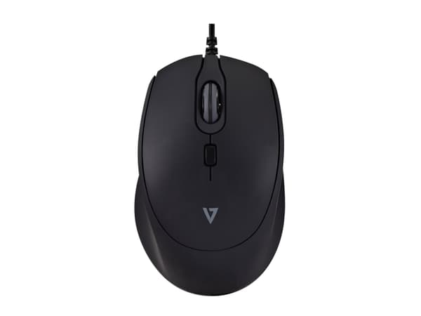 V7 MU350, Ambidekstriøs, Optisk, USB Type-A, 2500 DPI, Sort Sort