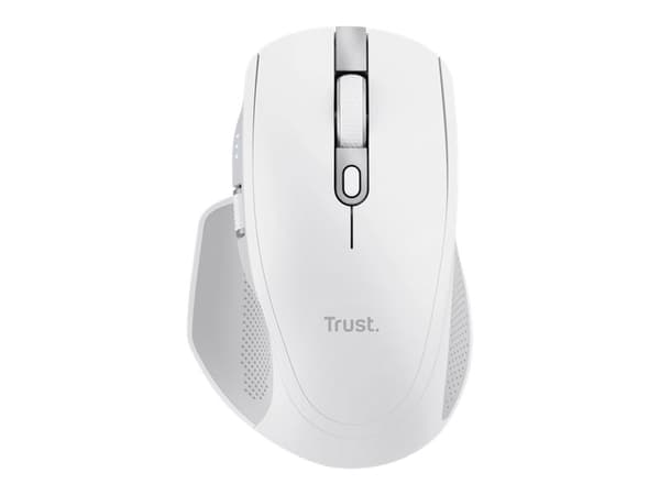 Trust Ozaa+ - Mus - flera enheter - högerhänt - optisk - 6 knappar - trådlös - 2.4 GHz, Bluetooth - trådlös USB-mottagare - vit Vit