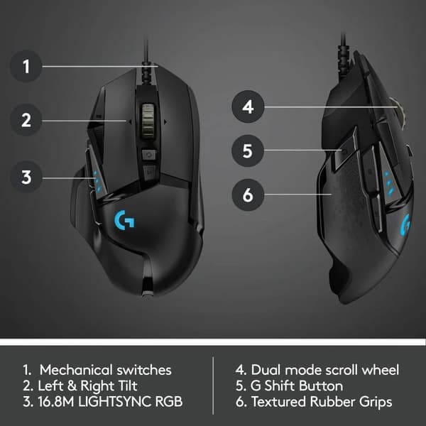 Logitech G502 HERO högpresterande trådad spelmus HERO 25K-sensor