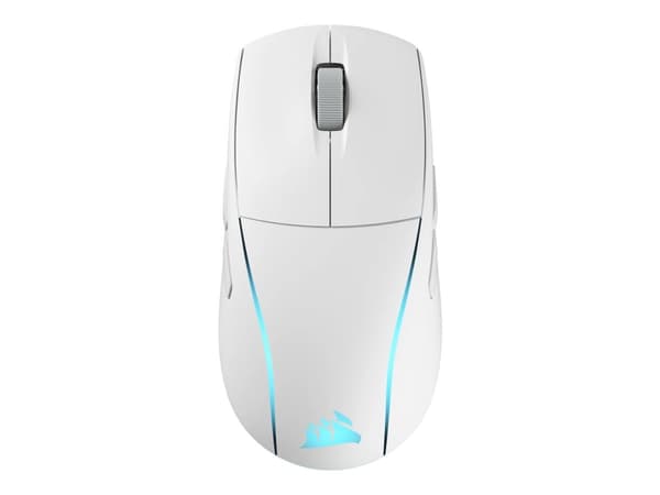 CORSAIR M75 WIRELESS - Mus - låg vikt, RGB - höger- och vänsterhänta - optisk - 5 knappar - trådlös - 2.4 GHz, Bluetooth - USB Slipstream trådlös mot Vit