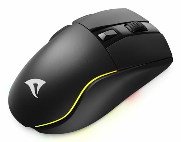 Sharkoon SKILLER SGM50W - Mus - optisk - 6 knappar - trådlös, kabelansluten - 2.4 GHz, USB-C - trådlös USB-mottagare - svart