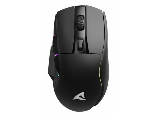 Sharkoon SKILLER SGM50W - Mus - optisk - 6 knappar - trådlös, kabelansluten - 2.4 GHz, USB-C - trådlös USB-mottagare - svart