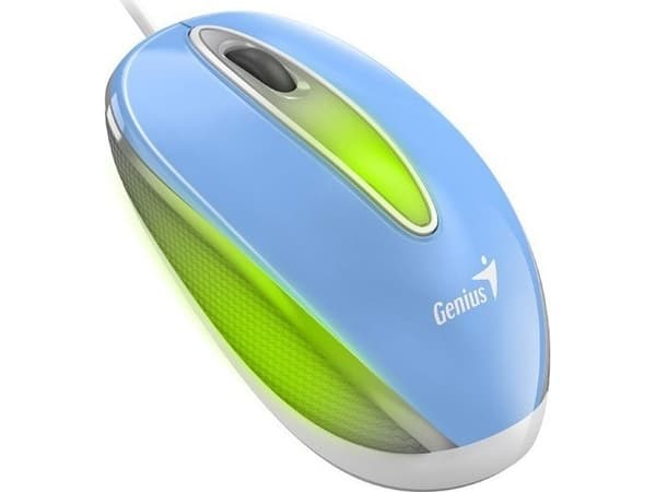 Genius Genius Mouse DX-Mini, 1000DPI, optisk, 3cl, trådbunden USB, blå, klassisk, RGB-bakgrundsbelyst