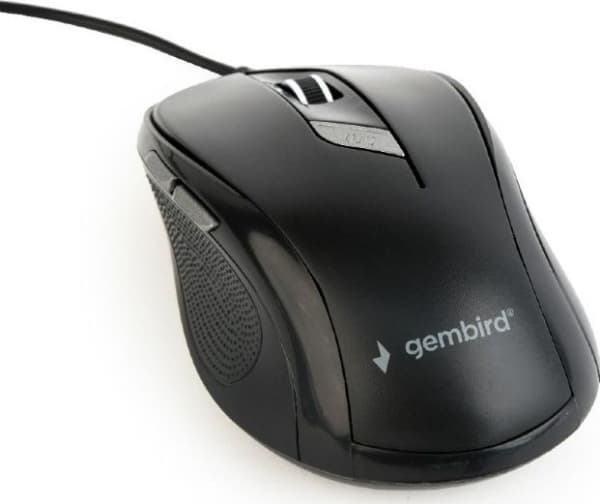 Gembird MUS-6B-01, Ambidextrous, Optisk, USB Type-A, 1600 DPI, Svart