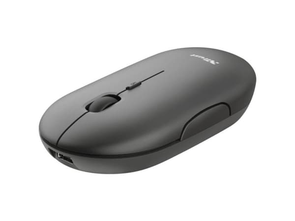 Trust Puck, Molempikätinen, Optinen, RF Wireless + Bluetooth, 1600 DPI, Musta