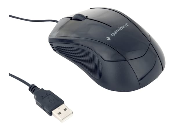 Gembird MUS-3B-02, Molempikätinen, Optinen, USB A-tyyppi, 1000 DPI, Musta