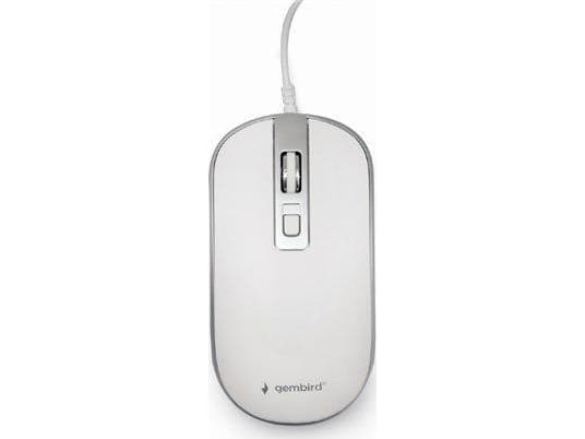 Gembird MUS-4B-06-WS, Ambidextrous, Optisk, USB Type-A, 1200 DPI, Silver, Vit