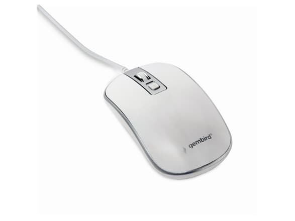 Gembird MUS-4B-06-WS, Ambidextrous, Optisk, USB Type-A, 1200 DPI, Silver, Vit