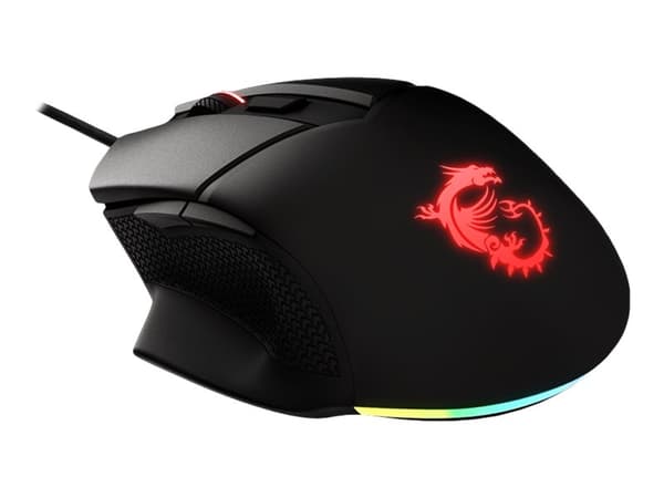 MSI Clutch GM20 Elite, Oikeakätinen, Optinen, USB A-tyyppi, 6400 DPI, Musta