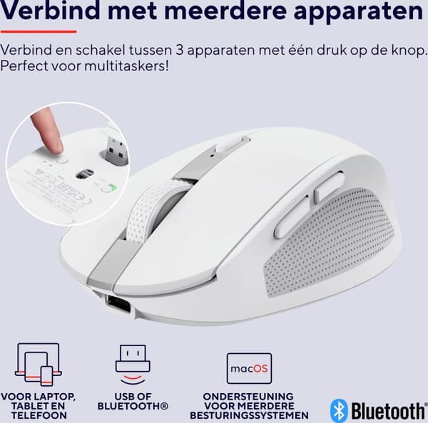 Trust Ozaa Compact - Laddbara trådlösa hörlurar - USB & Bluetooth - Stil - Vit