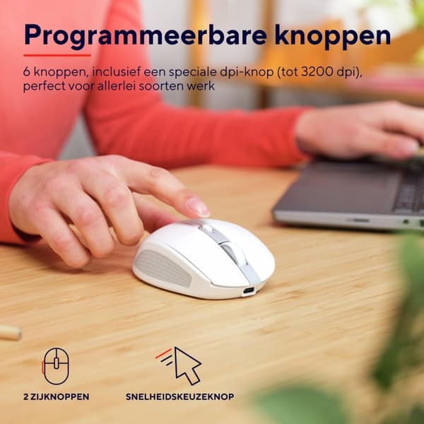 Trust Ozaa Compact - Laddbara trådlösa hörlurar - USB & Bluetooth - Stil - Vit