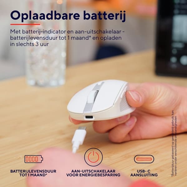 Trust Ozaa Compact - Laddbara trådlösa hörlurar - USB & Bluetooth - Stil - Vit