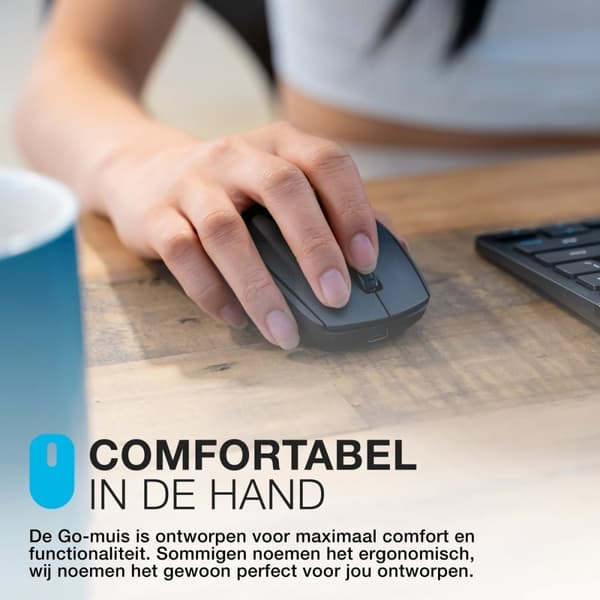 JLab Go Recharge Mouse Ambidextrous Bluetooth + USB Type-A 1600 DPI (IEUMGOCHRGMSRBLK124)