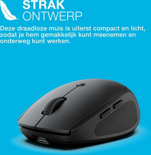 JLab Go Recharge Mouse Ambidextrous Bluetooth + USB Type-A 1600 DPI (IEUMGOCHRGMSRBLK124)