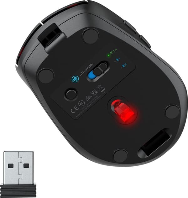 JLab Go Recharge Mouse Ambidextrous Bluetooth + USB Type-A 1600 DPI (IEUMGOCHRGMSRBLK124)