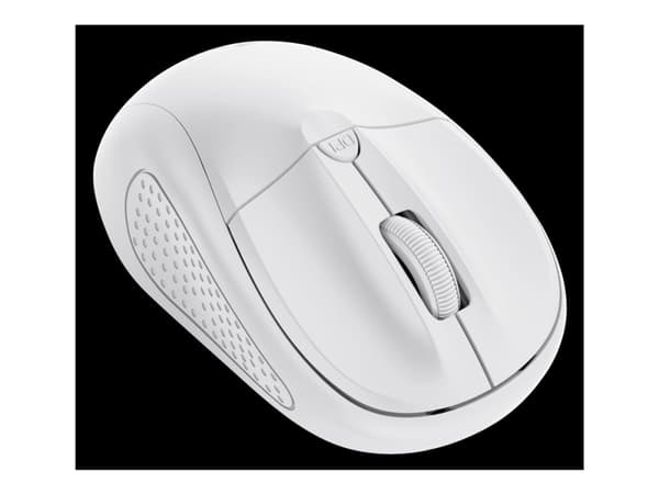 Trust Primo - Mus - høyre- og venstrehåndet - optisk - 4 knapper - trådløs - 2.4 GHz - USB trådløs mottaker - matt hvit