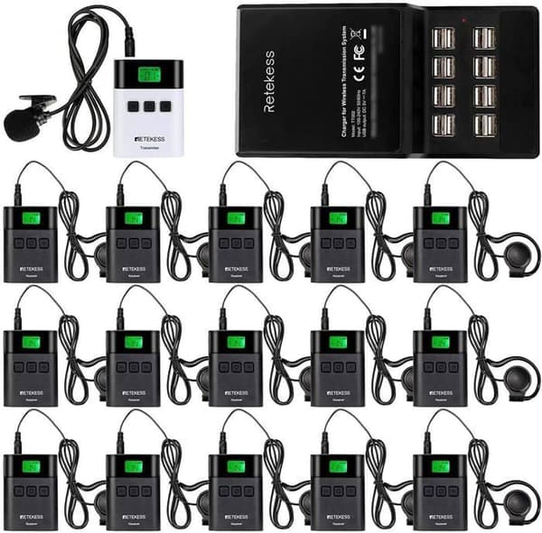 Retekess TT122 Trådlöst Guidningssystem med Mini-USB Laddningsstation och 16 Platser (15 Mottagare)