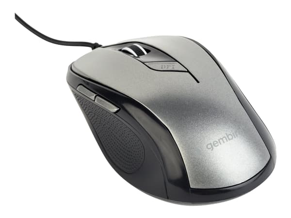Gembird MUS-6B-01-BG - Mus - optisk - 6 knappar - kabelansluten - USB - rymdgrå/svart - blåsa