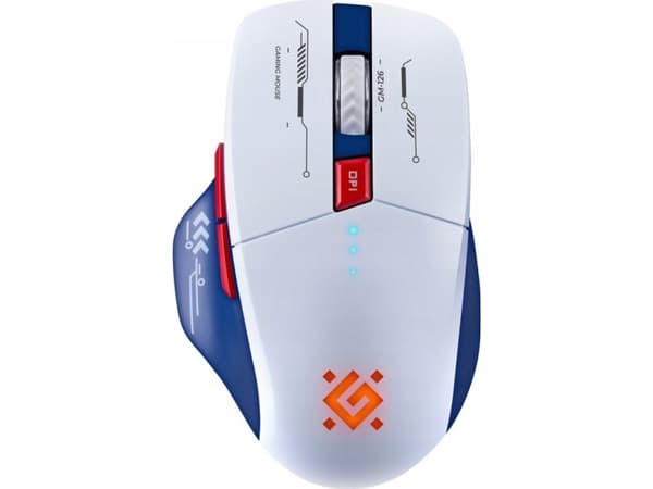 Defender Mouse Defender TISA GM-126 trådløs mus Optisk 1600dpi 2,4 GHz + Bluetooth hvit og blå RGB-BATTERI 6 spillknapper