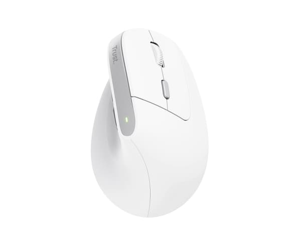 Trust Bayo II - Vertikal mus - ergonomisk - högerhänt - optisk - 6 knappar - trådlös - 2.4 GHz - trådlös USB-mottagare - vit