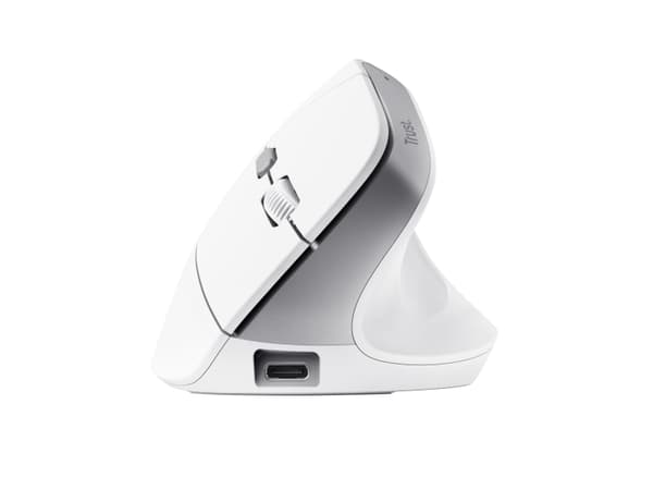 Trust Bayo II - Vertikal mus - ergonomisk - högerhänt - optisk - 6 knappar - trådlös - 2.4 GHz - trådlös USB-mottagare - vit