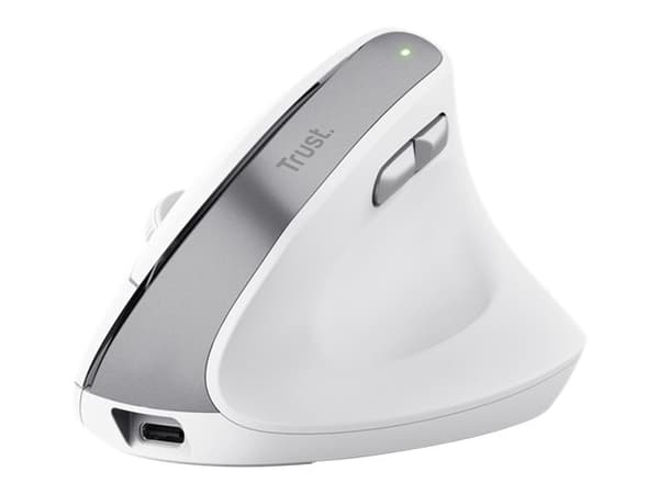 Trust Bayo II - Vertikal mus - ergonomisk - högerhänt - optisk - 6 knappar - trådlös - 2.4 GHz - trådlös USB-mottagare - vit Vit