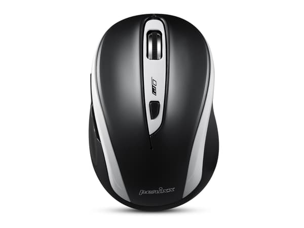 Perixx PERIMICE-721, Høyre hendt, Optisk, RF Wireless + Bluetooth + USB Type-A, 1600 DPI, Sort, Hvit