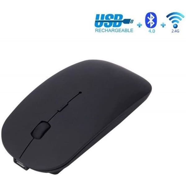 2,4 GHz trådlös mus och Bluetooth, Dual Mode Uppladdningsbar trådlös mus med tyst tyst klick Kompatibel med PC, dator
