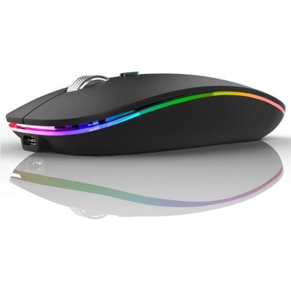 Trådlös mus, bärbar uppladdningsbar Bluetooth-mus Silent Mouse (800-1200-1600DPI) för surfplatta/laptop/Windows/Linux Black