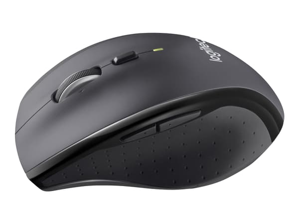 Logitech Marathon M705 - Mus - ergonomisk - høyrehendt - laser - 7 knapper - trådløs - 2.4 GHz - USB trådløs mottaker - koksgrå